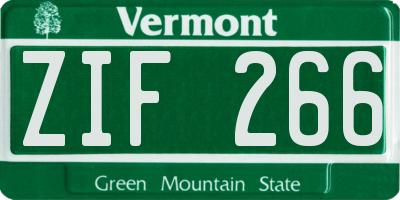 VT license plate ZIF266