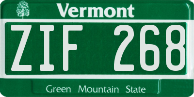 VT license plate ZIF268