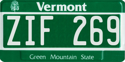 VT license plate ZIF269