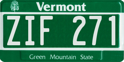 VT license plate ZIF271