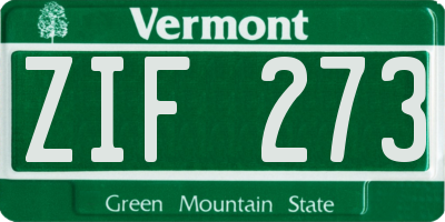 VT license plate ZIF273