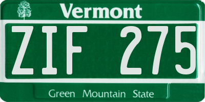 VT license plate ZIF275