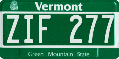 VT license plate ZIF277