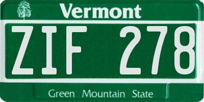 VT license plate ZIF278