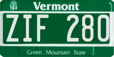 VT license plate ZIF280