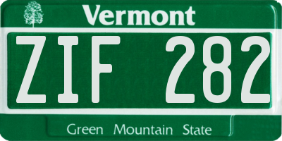 VT license plate ZIF282