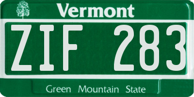 VT license plate ZIF283