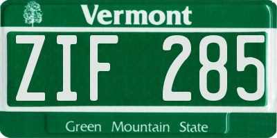 VT license plate ZIF285