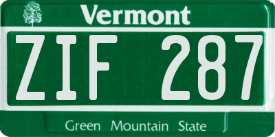 VT license plate ZIF287