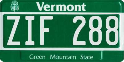 VT license plate ZIF288