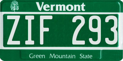 VT license plate ZIF293