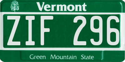 VT license plate ZIF296