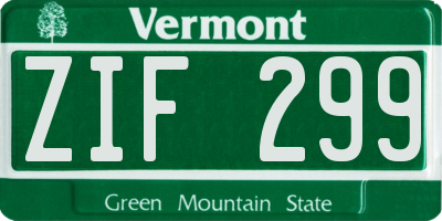 VT license plate ZIF299