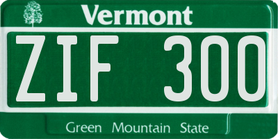 VT license plate ZIF300