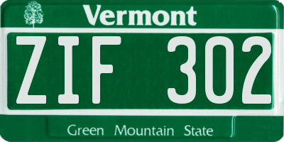VT license plate ZIF302