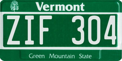 VT license plate ZIF304