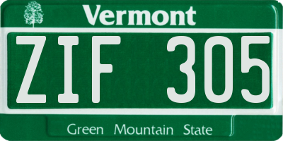 VT license plate ZIF305