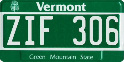 VT license plate ZIF306