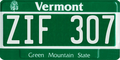 VT license plate ZIF307