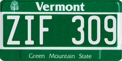 VT license plate ZIF309