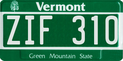VT license plate ZIF310