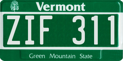 VT license plate ZIF311