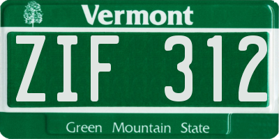 VT license plate ZIF312