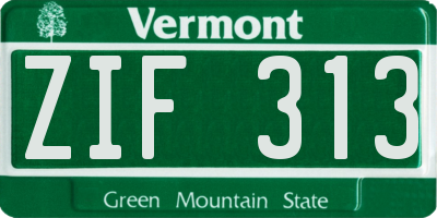 VT license plate ZIF313