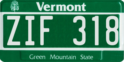 VT license plate ZIF318