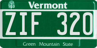 VT license plate ZIF320