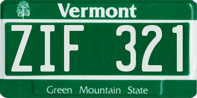 VT license plate ZIF321
