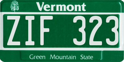 VT license plate ZIF323