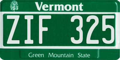 VT license plate ZIF325
