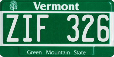 VT license plate ZIF326