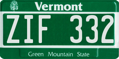 VT license plate ZIF332