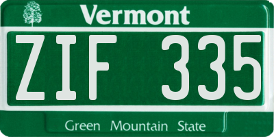 VT license plate ZIF335
