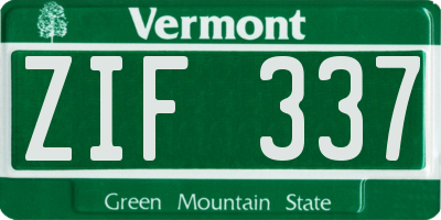 VT license plate ZIF337