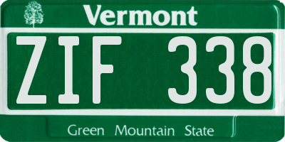 VT license plate ZIF338