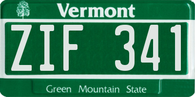 VT license plate ZIF341