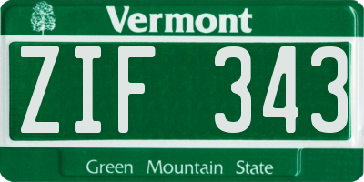VT license plate ZIF343