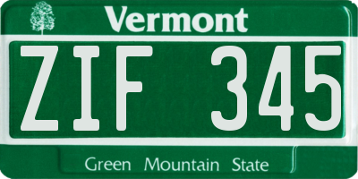 VT license plate ZIF345