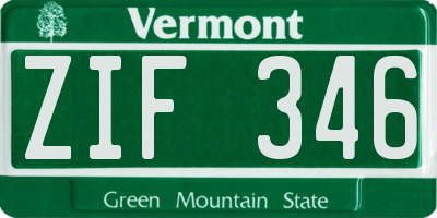 VT license plate ZIF346