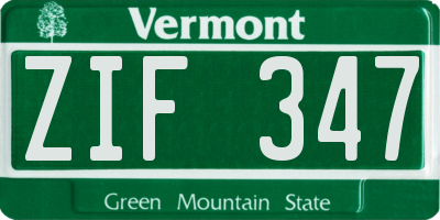 VT license plate ZIF347