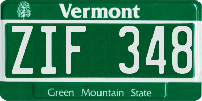 VT license plate ZIF348