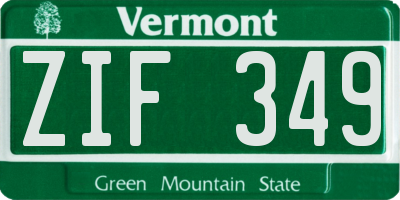 VT license plate ZIF349