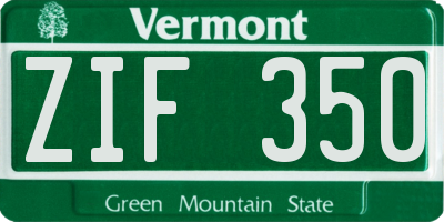 VT license plate ZIF350