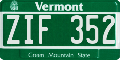 VT license plate ZIF352