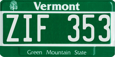 VT license plate ZIF353