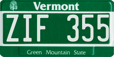 VT license plate ZIF355