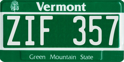 VT license plate ZIF357